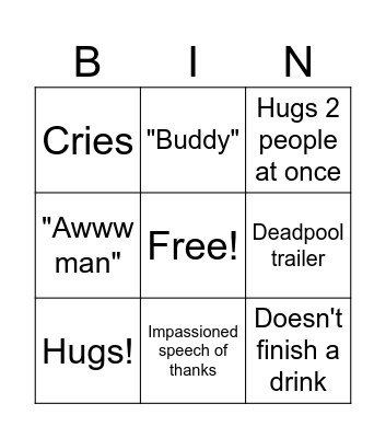 Jake Bingo Card