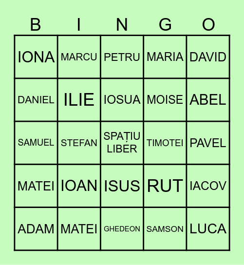 PERSONAJE DIN BIBLIE Bingo Card