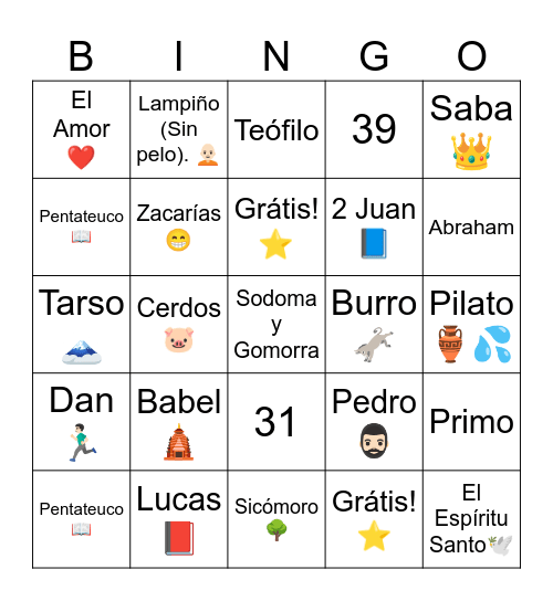 Bingo Bíblico Bingo Card