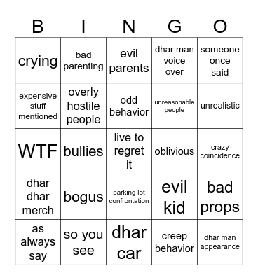 GOOD DHAR MAN BINGO Card