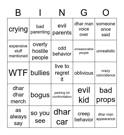 GOOD DHAR MAN BINGO Card