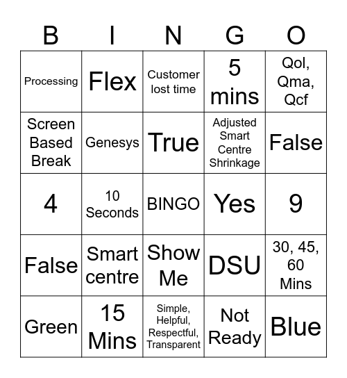 Right Place at Right Time Bingo Card