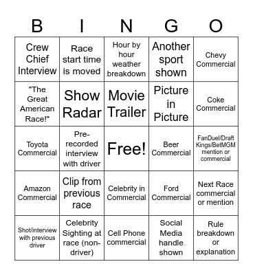 Daytona Day Bingo! Bingo Card