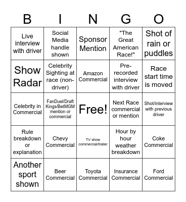 Daytona Day Bingo! Bingo Card