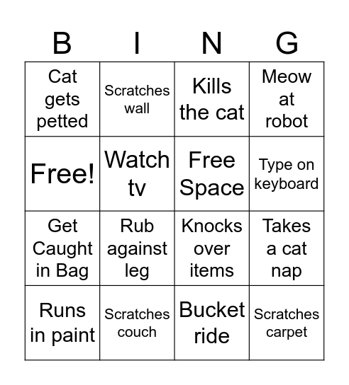 Stray Bingo Card