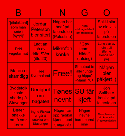 RSV årsmøte bingo Card