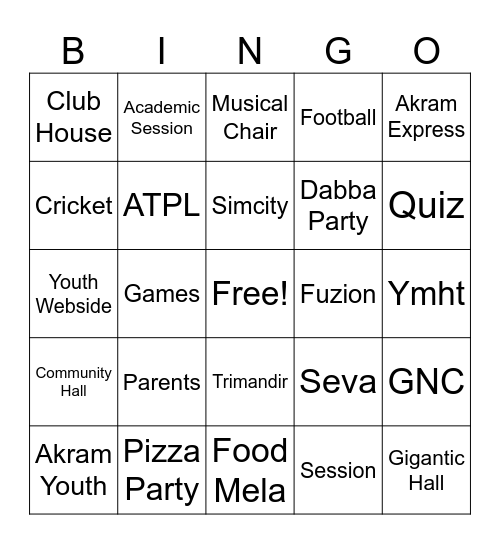 Ymht Bingo Card