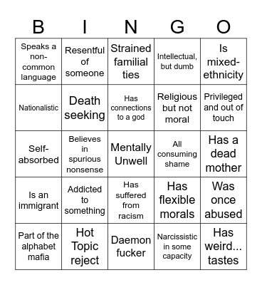 Segyaian Bingo Card
