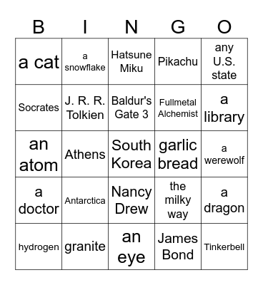 infinite craft Bingo Card