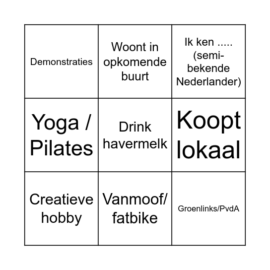 Yup checklist Bingo Card