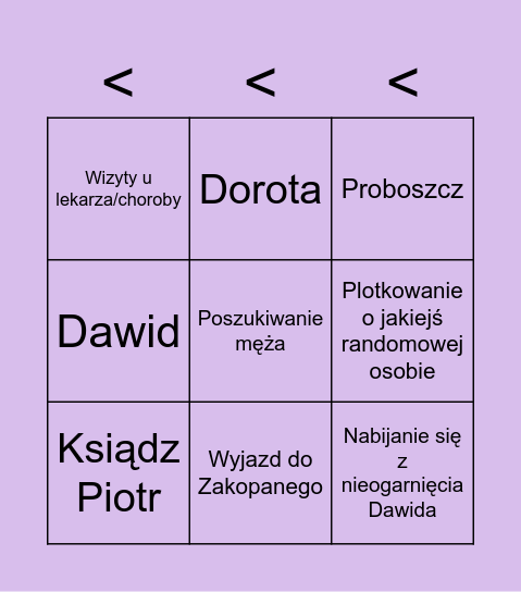 Kolacja Bingo Card