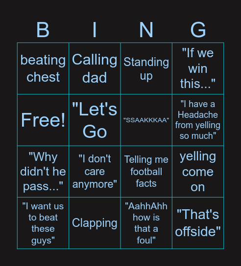 Football Matches Bingo Card