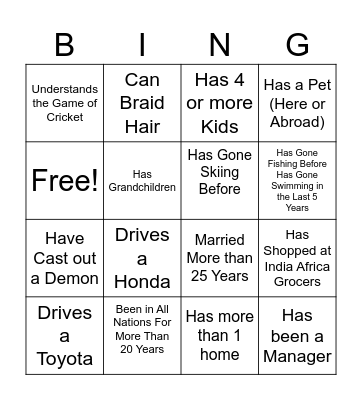 Ministry Fair 2024 Bingo Card