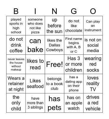 Find someone who Bingo Card