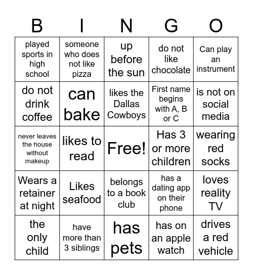 Find someone who Bingo Card
