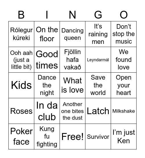 FÍLU BINGÓ Bingo Card