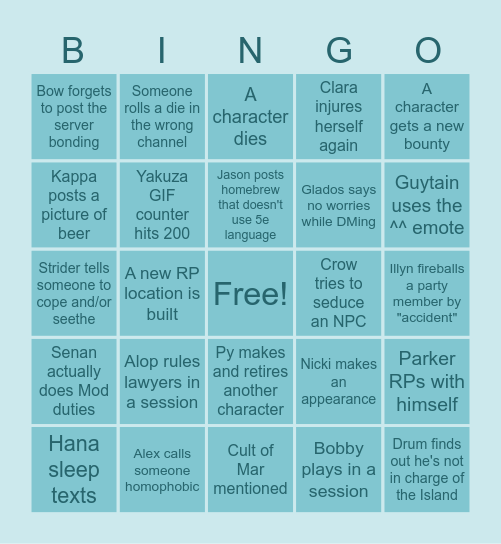 SPINDRIFT BINGO Card