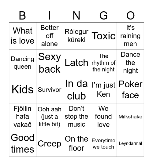 FÍLU BINGÓ Bingo Card