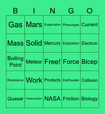 Science Bingo! Bingo Card