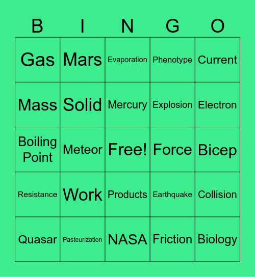Science Bingo! Bingo Card