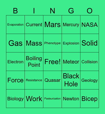 Science Bingo! Bingo Card