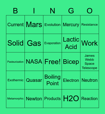 Science Bingo! Bingo Card