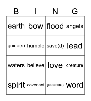 First Sunday of Lent year B Bingo Card