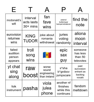 🇲🇩 etapa nationals 2024 Bingo Card