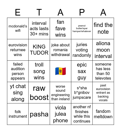 🇲🇩 etapa nationals 2024 Bingo Card