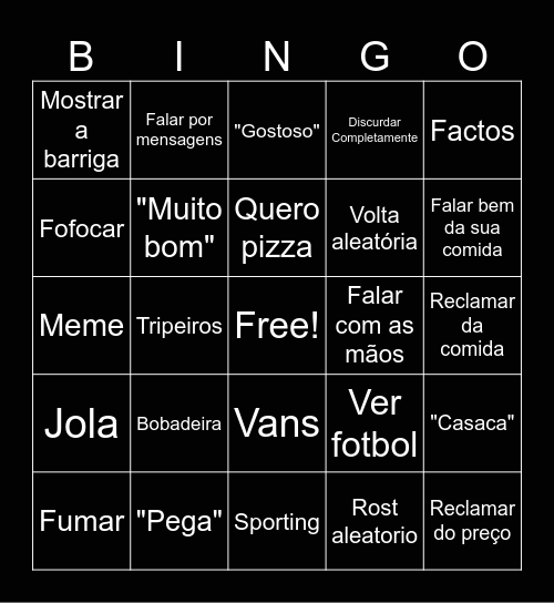 Manecas Bingo Card