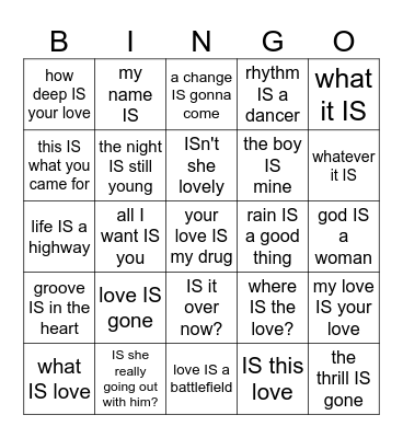IS Bingo Card