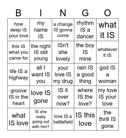 IS Bingo Card