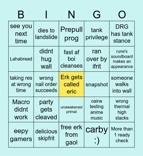 UWU Arc Bingo Card