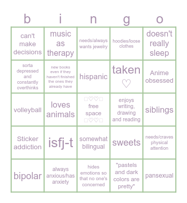 ✿♡ Dee bingo ♡✿ Bingo Card