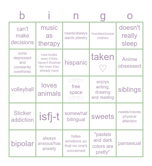 ✿♡ Dee bingo ♡✿ Bingo Card