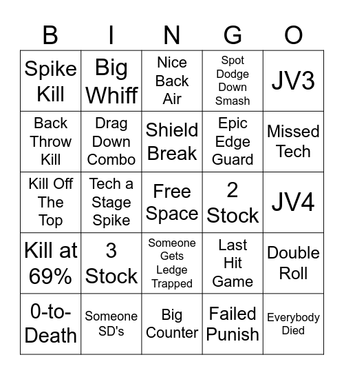 Smash Bros Bingo Card