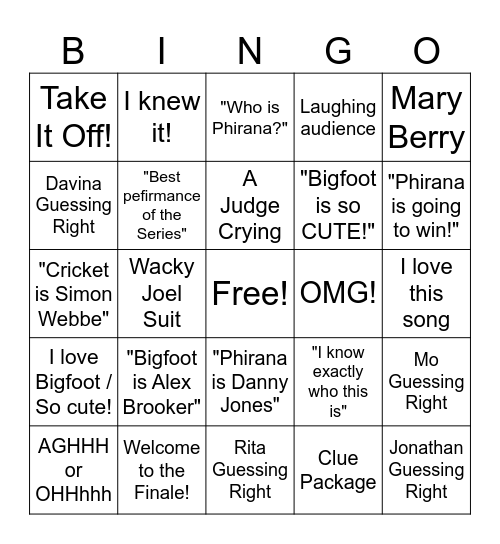 Unt Bingo Card