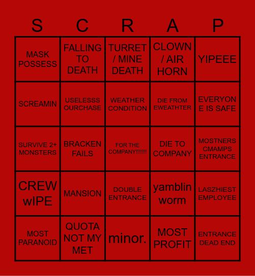 FOR THE COMPANY Bingo Card