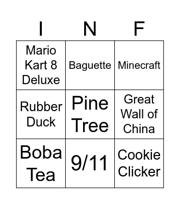 Infinite Craft Bingo Card