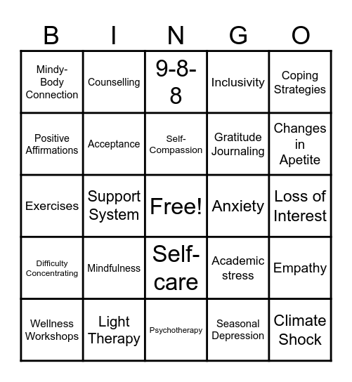 Seasonal Cheer Bingo Card