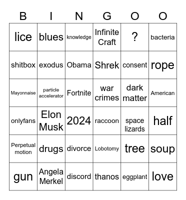 Infinite Craft Bingo Card