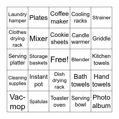 Bridal Shower Bingo Card