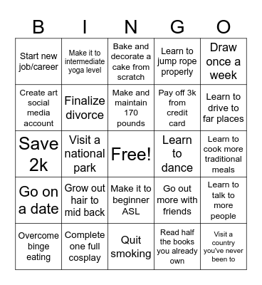 Aby's 2024 BINGO Card