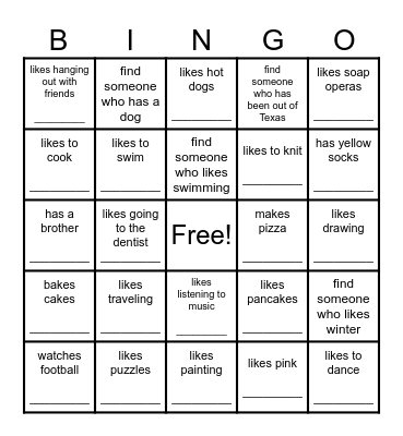 FIND SOMEONE WHO... Bingo Card