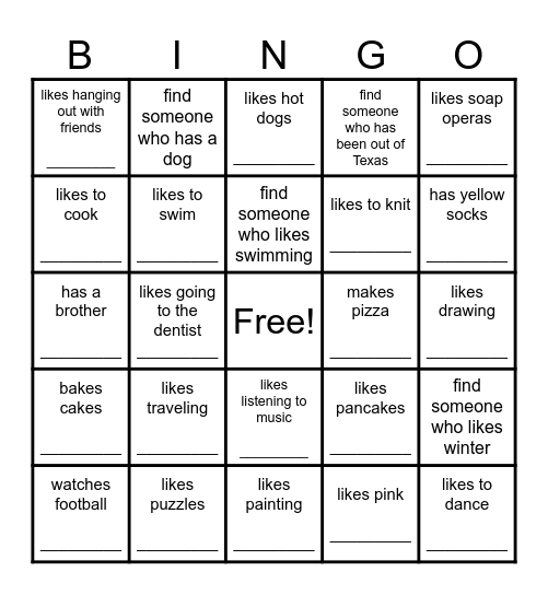 FIND SOMEONE WHO... Bingo Card