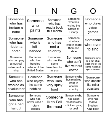 Diversity Bingo Card