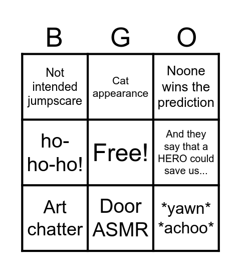 GT Bingo Card