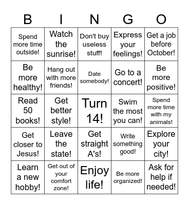 My bingo! Bingo Card