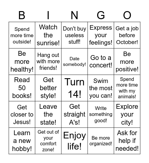 My bingo! Bingo Card