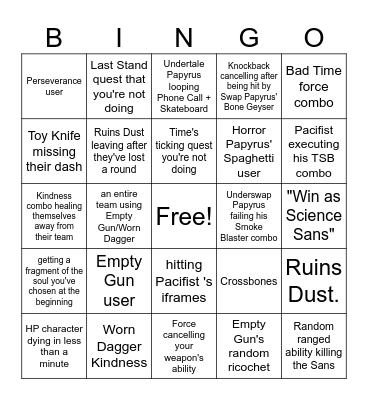 UFS bingo Card